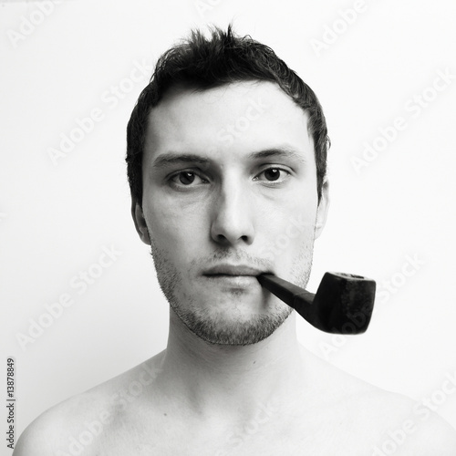 Photo: Young attractive man with tube Young attractive man with tube