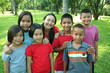 Asian children having fun in the park.