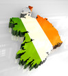 3d flag map of Ireland