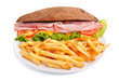 whole wheat stuffed sandwich with fries