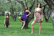 young women in the summer park