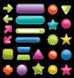 Bright colored, glossy web elements.