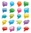 Bright colored, glossy web chat boxes.