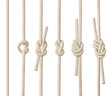 Set of rope knots on white background (isolated).