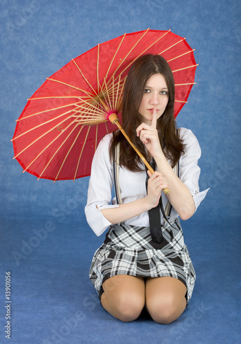 Photo: Beautiful girl with the Chinese umbrella Beautiful girl with the Chinese umbrella