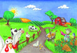 Farm mit Vogelscheuche Farm mit Vogelscheuche