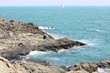 Fishing in a rough sea shore