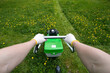Man is pushing mover