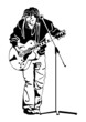 musician is fixing up his guitar