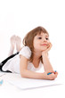 Little girl looking for a drawing concept