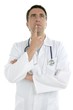 Young doctor with glasses isolated on white
