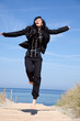 peaceful carefree jump