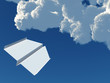 paper airplane on a background blue sky and clouds paper airplane on a background blue sky and clouds