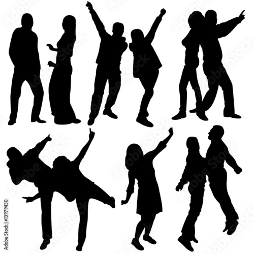 people dancing silhouette. silhouette people party dance