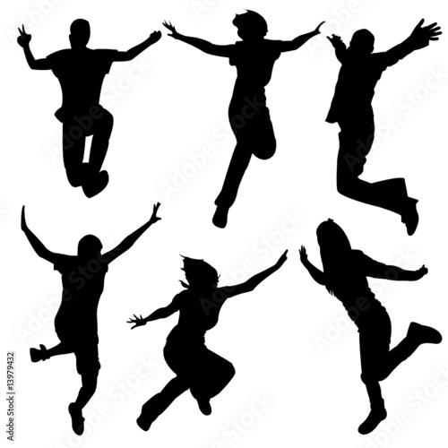 people silhouettes dancing. silhouette people jumping