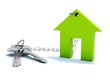 Green home with keys isolated on white Green home with keys isolated on white