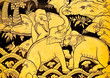 Elephant painting in traditional Thai style