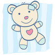 Blue Teddy bear with heart. Children's Toy. Vector Illustration.