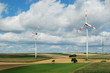 Wind power generators in a field
