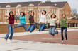Group of College Girls Jumping