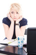 Bored business woman in the office Bored business woman in the office