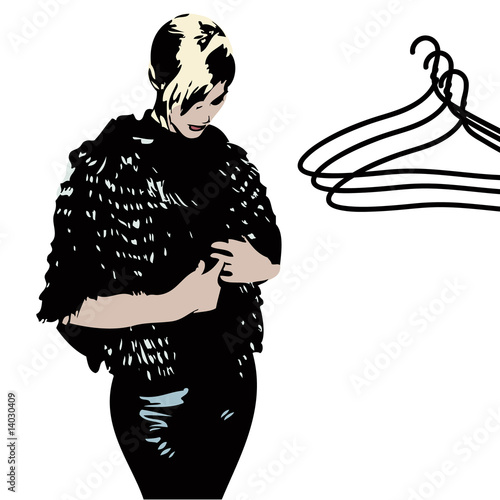 Vector: a woman getting dressed or undressed a woman getting dressed or undressed
