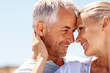 Closeup of a senior old couple caring for eachother