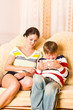 Girls and the boy on sofa