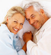 Top view of a mature couple in bed