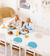 A senior couple having breakfast in the morning