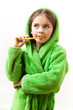 The girl is brushing teeth The girl is brushing teeth