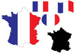 France map with flag and heart in national colors