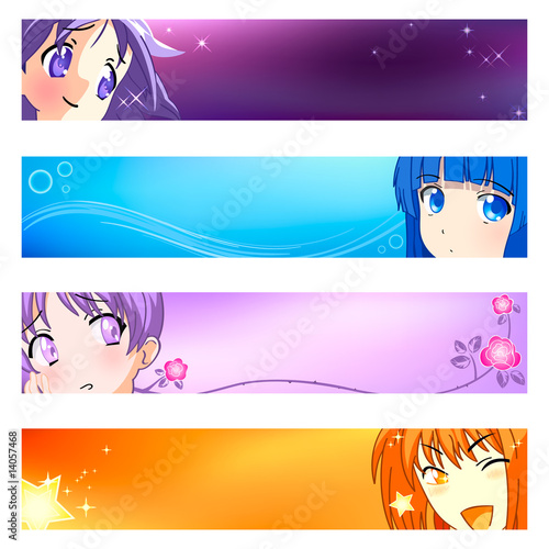 backgrounds for girls and boys. Colorful anime girls banner or
