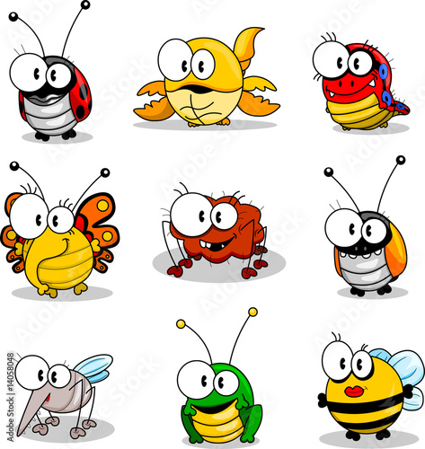 Zoom Not Available: Vector images scale to any size. Cartoon insects