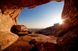 Images : Cave and sunset in the desert mountains