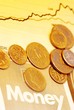 American coins on financial graph