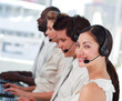 Attractive woman smiling on a headset