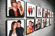 two rows frames with people on brick white wall collage two rows frames with people on brick white wall collage