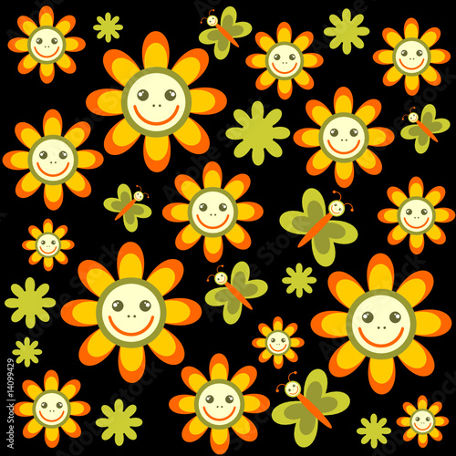 flowers cartoon background. cartoon flowers background