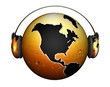 music earth with headphones