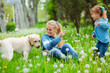 Photo: Woman with girl and dog Woman with girl and dog