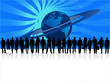 Illustration of business people and world Illustration of business people and world