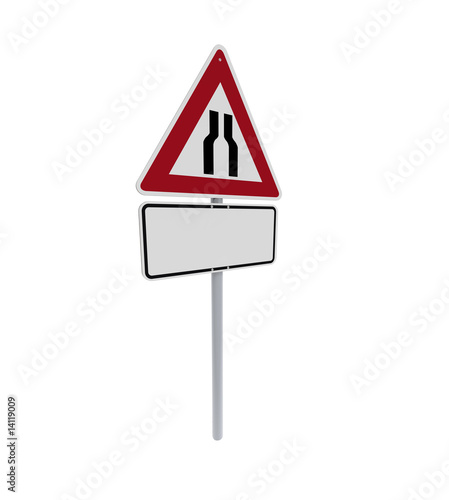 Illustration: Verkehrsschild freigestellt mit Verengung Verkehrsschild freigestellt mit Verengung