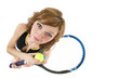 girl with a tennis racket and a ball