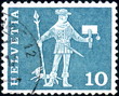 Helvetia. Messenger. Stamp.