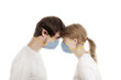 Young couple wearing  respirators