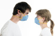 Young couple wearing  protection masks