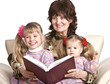Happy grandmother and two granddaughter.