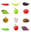 various fruit and vegetables icons isolated on white various fruit and vegetables icons isolated on white