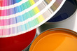 Photo: Printing press inks, cyan, magenta, yellow Printing press inks, cyan, magenta, yellow